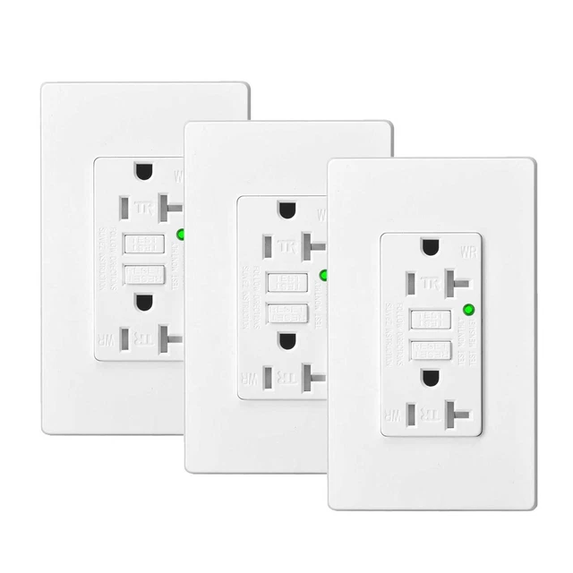 SELFTEST GFCI OUTLET 20 Amp Electrical Duplex Receptacle TR WR w/Wall