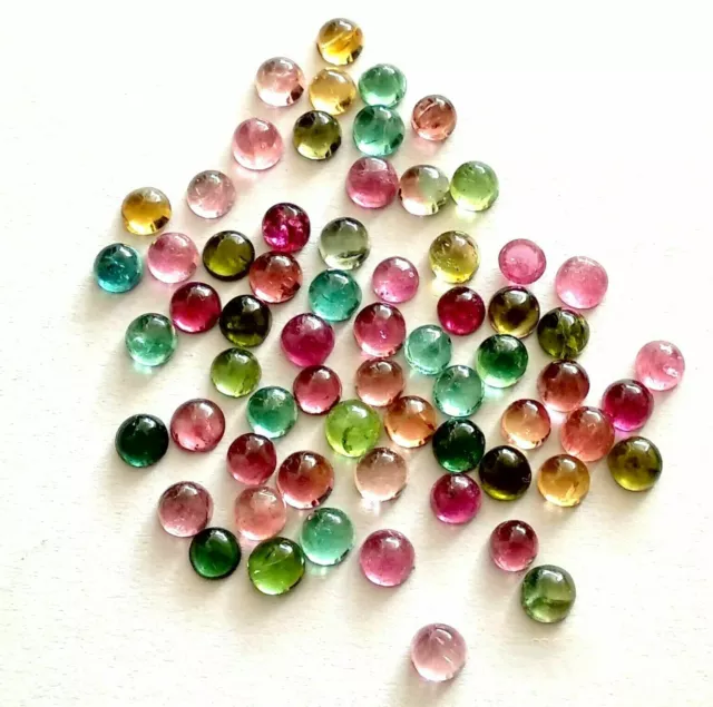 Natural Tourmaline 3 MM Round Multicolor Cabochon AAA Quality Loose Gemstone Lot