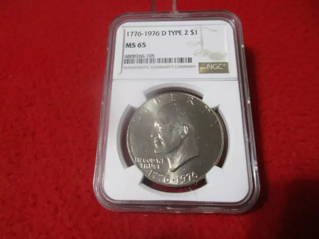 1776-1976-D TYPE 2 Eisenhower Dollar. NGC MS 65  UNCIRCULATED           #MF-T770