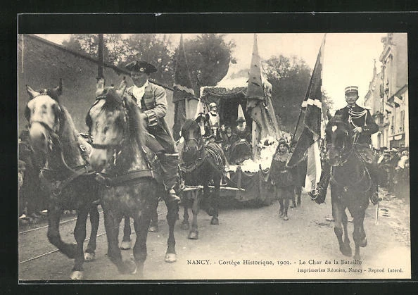 CPA Nancy, Cortège Historique 1909, Le Char de la Bataille
