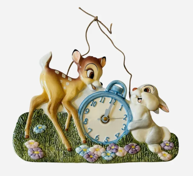 VTG Walt Disney Company Schmid Bambi And Thumper Handpainted Ceramic Wall Clock
