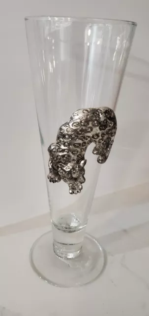 Safari By Arthur Court 9" Leopard Pilsner Glass Aluminum Cast W/Original Sticker