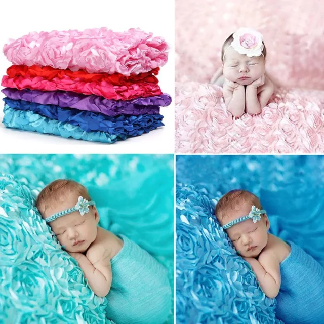 Shoot Warm Winter Neugeborene Wickel 3D Rose Blume Decke Baby Fotografie Requisiten