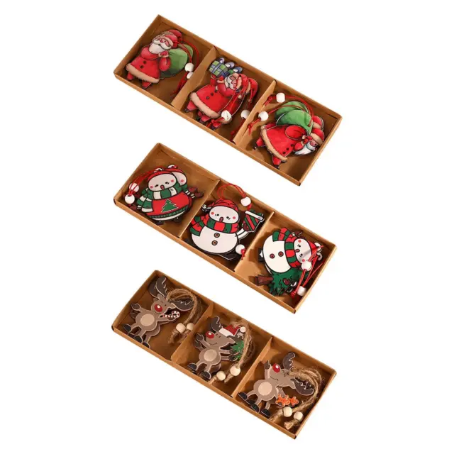 Ornements de noël suspendus en bois, 6 pièces, fournitures de fête pour