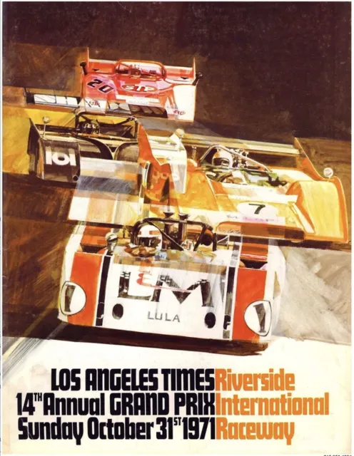 Poster Reprint, CanAm Porsche/McLaren/Lola/Shadow, Riverside Int. Raceway 1971
