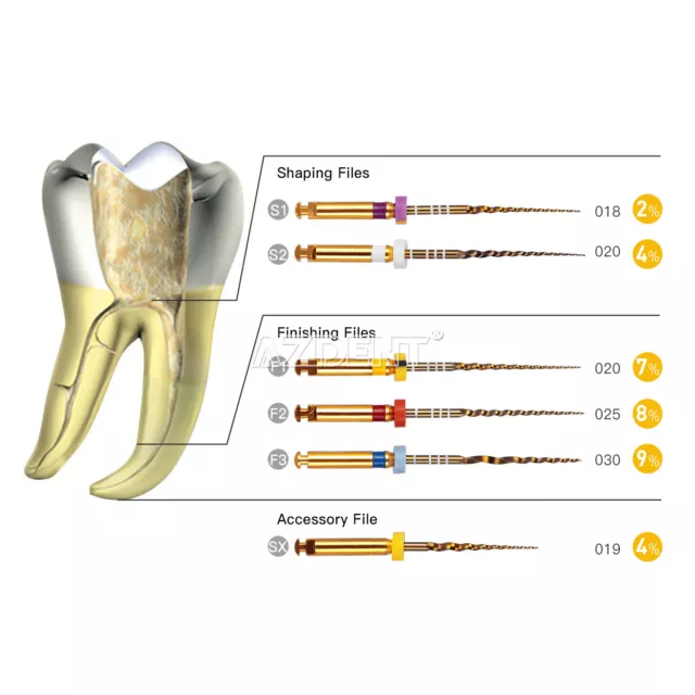 Dental Endodontic Gold Taper NITI Rotary Files Engine Use 25mm 6pcs/kit SX-F3 DE
