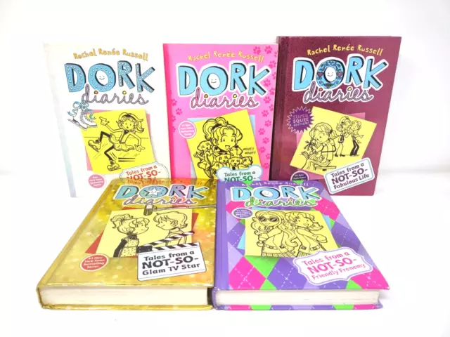 DORK DIARIES Lot of 5 Books Rachel Renee Russell Hardcover Paperback 1 4 7 10-11