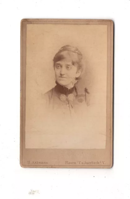 CDV Foto Damenportrait / Schwester Clara - Plauen / Auerbach 1884