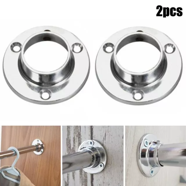 2 Pcs Stainless Steel Cabinet Clothes Closet Rod Bracket Stable and Durable