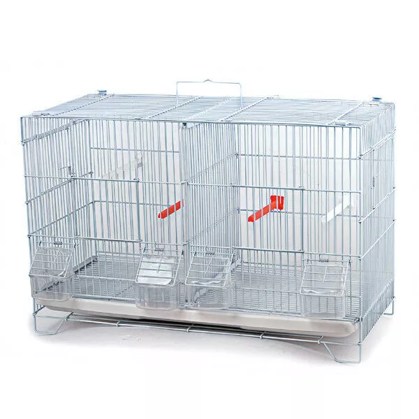 2x Stackable Bird Cage Breeding Cages for Canary Finch Small Birds White Color N