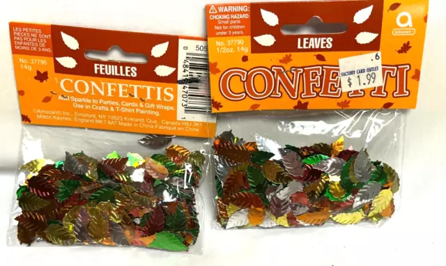 Confetti Leaves - Fall Colors - Great For Crafts or Decorating Lot of 2 Bags