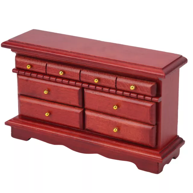 Miniature Chest Of Drawer Model Decorative Solid Wood Toy For 1:12 Doll House Or 2