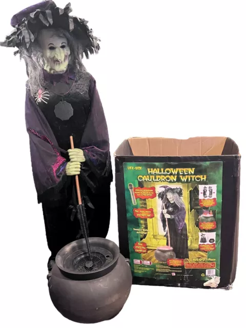 RARE Gemmy Life-Size Animated Cauldron Witch Animatronic. For Parts Only. READ!!