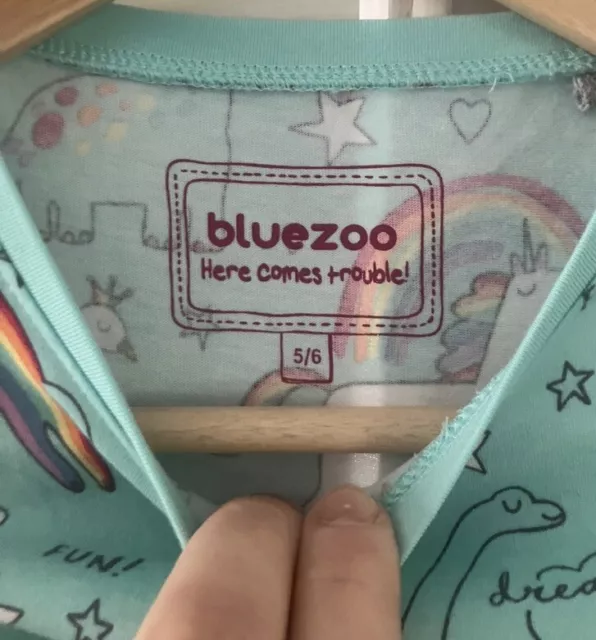 Blue Zoo Debenhams Girls Jersey Dress Dinosaur Unicorn Rainbow. Age 5-6yrs 2
