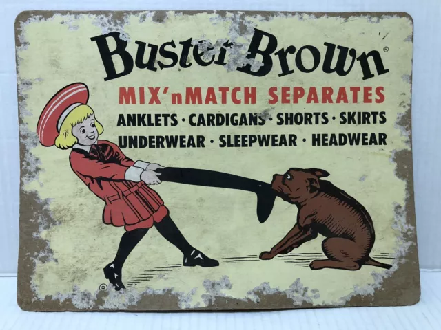 Rare Vintage BUSTER BROWN Clothing Sign / Store Display with Girl and Dog