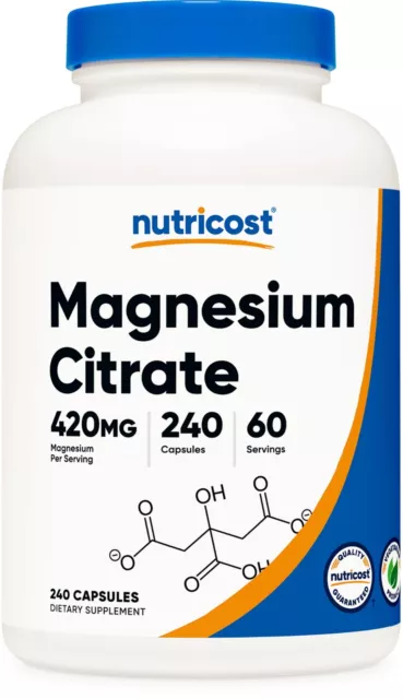 Nutricost Magnesium Citrate 420mg, 60 Servings, 240 Capsules -Vegetarian