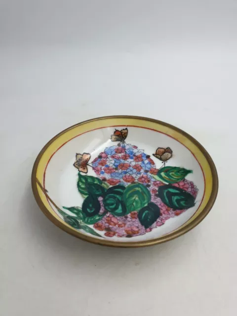 Bol Mural En Porcelaine Chinoise Vintage En Laiton Massif Peint À La Main Floral