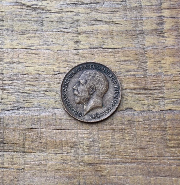 1913 Great Britain Farthing - Better Date - Bronze - George V - World Coin