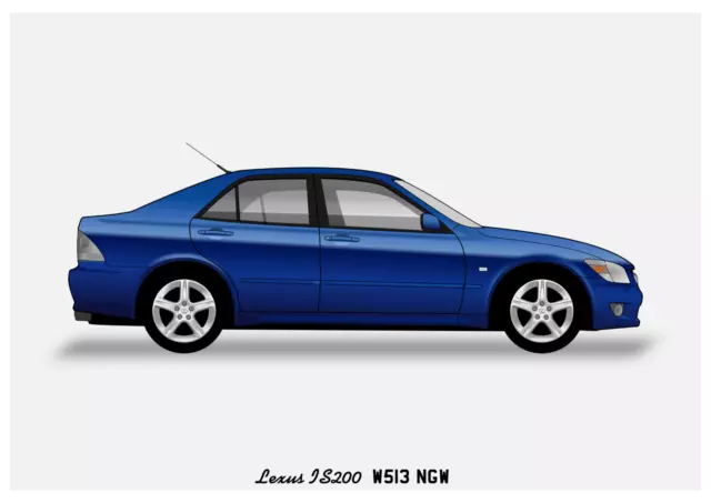 POSTER - LEXUS IS200 - (A4 A3 A2 sizes) Art Print Car RENDER