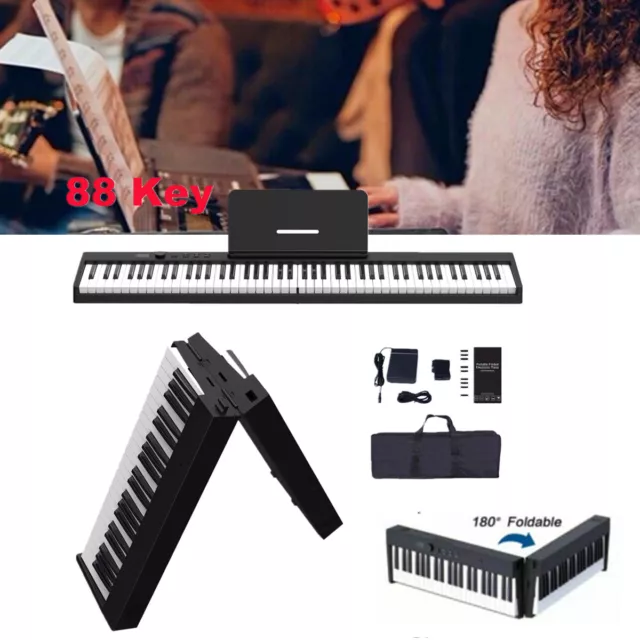 Piano Keyboard 88-Key Full-Size Electric Digital Piano Foldable Midi Black