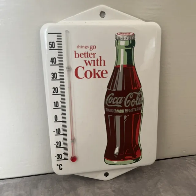 Vintage Coca Cola Soda Porcelain Sign Thermometer Gas Oil Pop Drink Gas Station