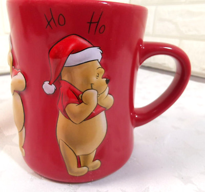 Disney Store Exclusive Winnie The Pooh Christmas Holiday Ho Ho Ho Red 3D Mug