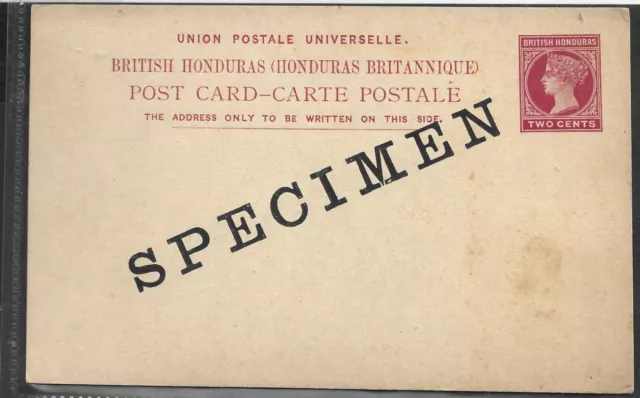 BRITISH HONDURAS QV 2c SPECIMEN CARD