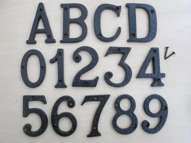 3" Black Antique Cast Iron House Door Numbers Numerals Letters