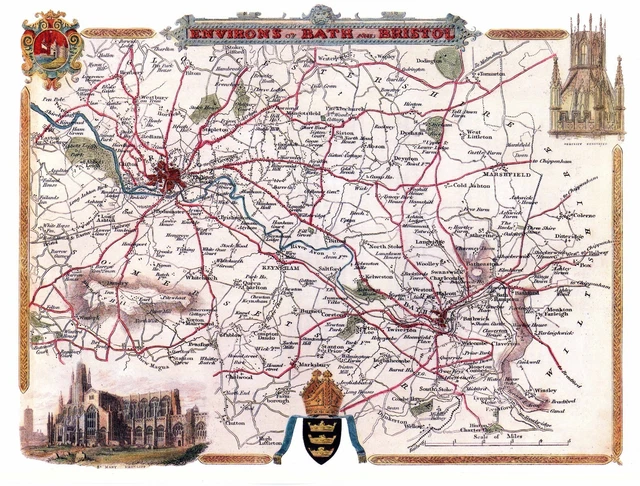 Puzzle 1000 Pièces Carte De Bath & Bristol 1836 Par Thomas Moule - Carton, Expédition UK Rapide