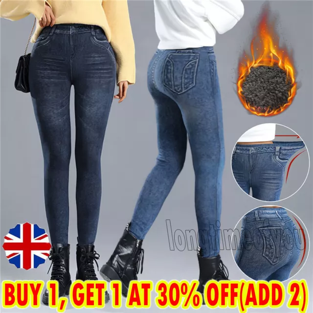 FASHION WOMENS SOLID Warm Leggings Tight And Comfortable Pants Jeans Fleece  Soft £10.14 - PicClick UK