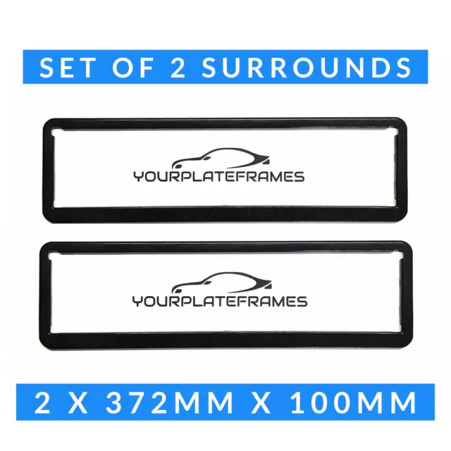 VIC Slimline Number Plate Surrounds Frames Black Set Front & Rear 372mm x 100mm