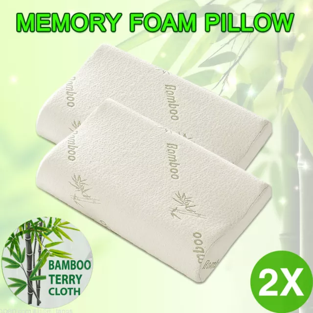 Luxury Soft Contour Bamboo Pillows Cushion Memory Foam Fabric  Hypoallergenic