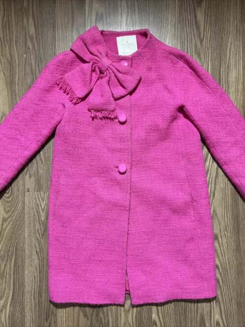 KATE SPADE BARBIE Pink New York Dorothy Bow Front Cotton Tweed Coat ...