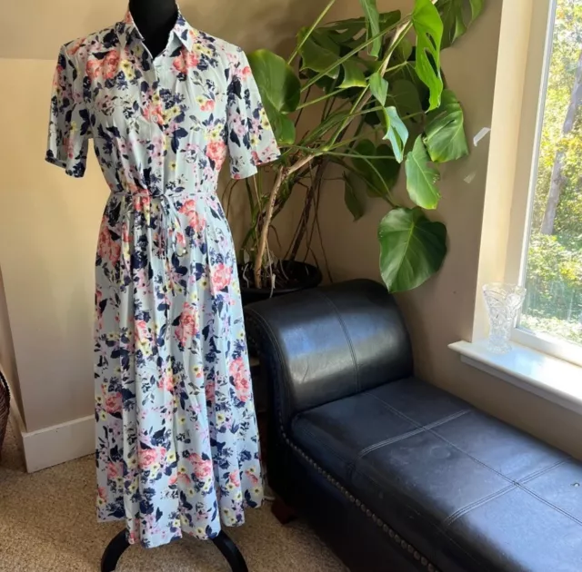 NWT French Connection Sunday Brunch Crepe Cerisier Floral Print Midi Dress SZ 2