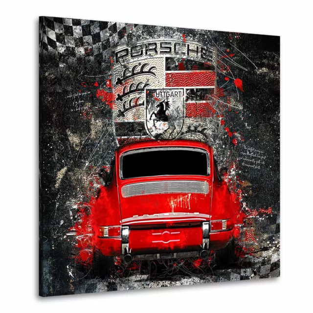 Leinwand Bild Porsche 911 Abstrakt Black Kunstdruck Wand Bilder Auto Raum Deko