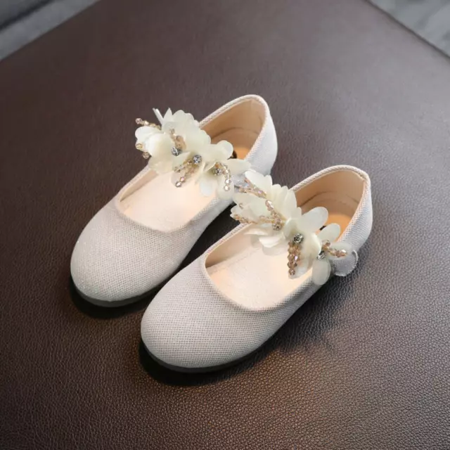 Toddler Infant Kids Girls Flower Crystal Princess Party Leather Dance Shoes Size