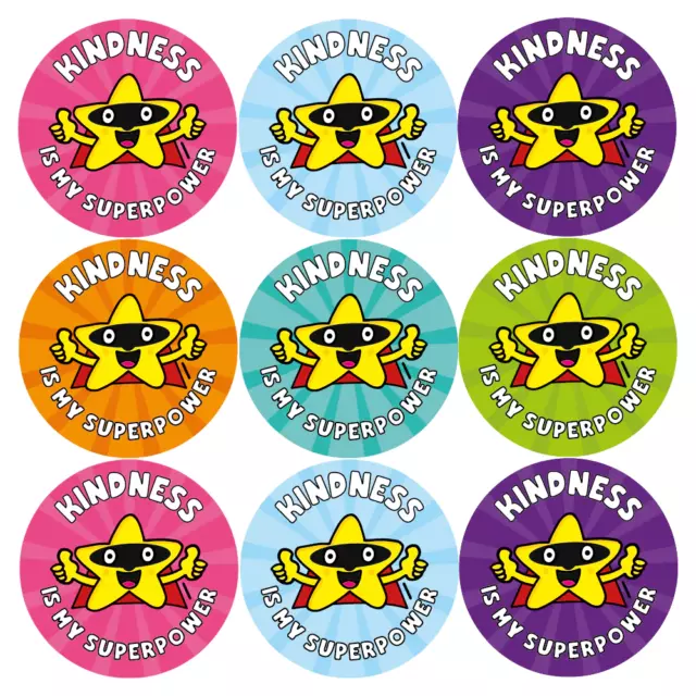 144 Kindness is my Superpower Star Reward Stickers for School Teachers, Children