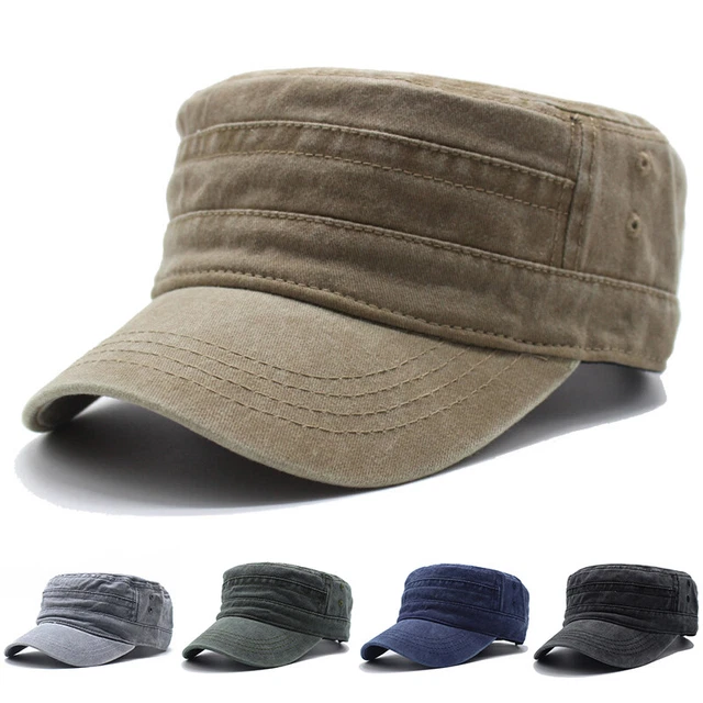 Casquette Militaire XYIYI - Coton Lavé, Flat Top, Réglable - Unisexe Homme/Femme - Style Rétro