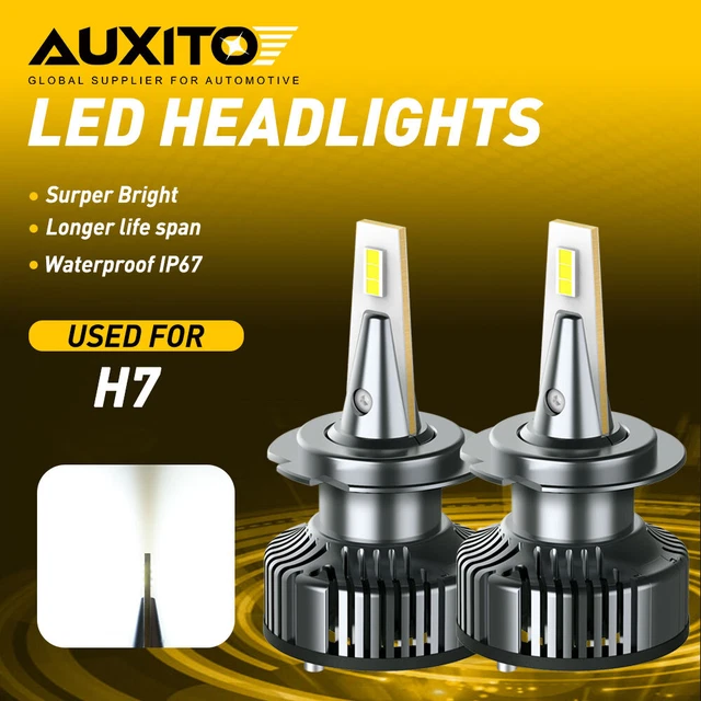 AUXITO LED Bulbs H7 Headlight Kit High Low Beam Ultra White CANBUS Noiseless EAC