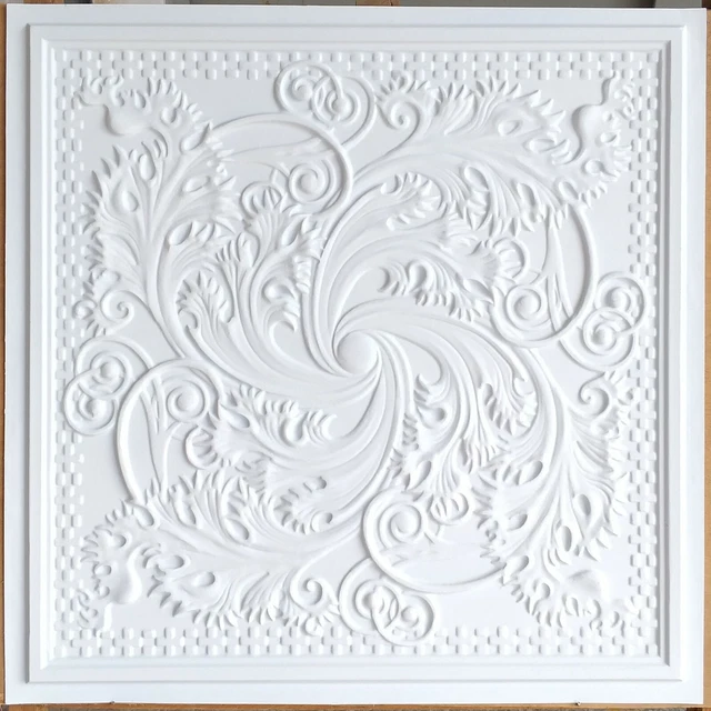 Ceiling tiles Faux tin white matt decor  Enchase bar saloon wall panel PL62