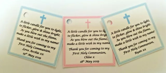 HOLY COMMUNION CANDLE FAVOURS GUEST LABELS ** TAGS  - Baptism / Christening