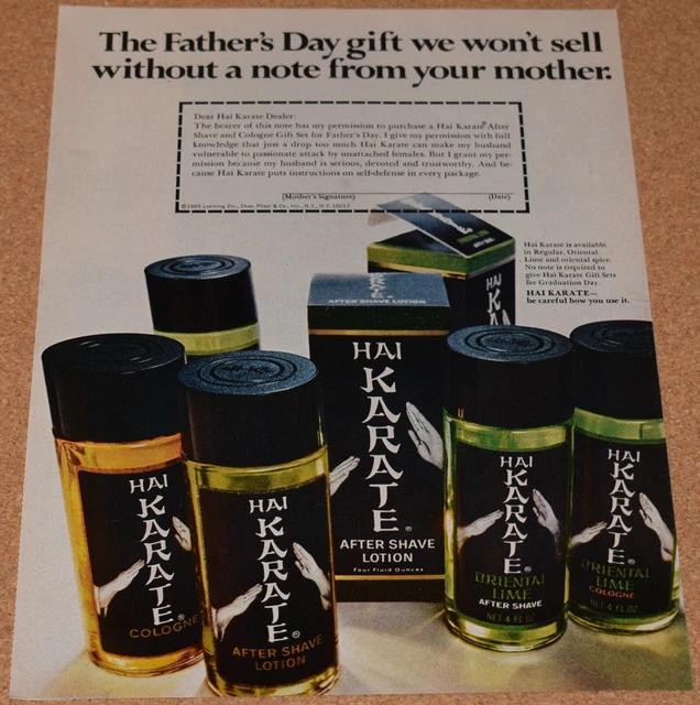 1969 Print Ad Hai Karate Cologne After Shave Lotion Father's Day be careful use
