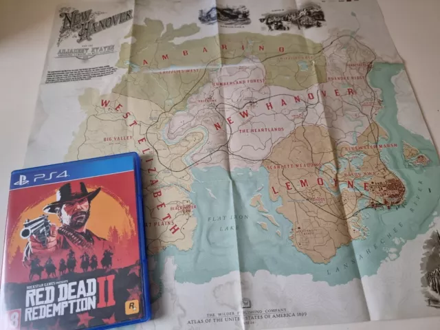 Red Dead Redemption 2, World/5 States Map, High Quality, A3/A2/A1 Prints