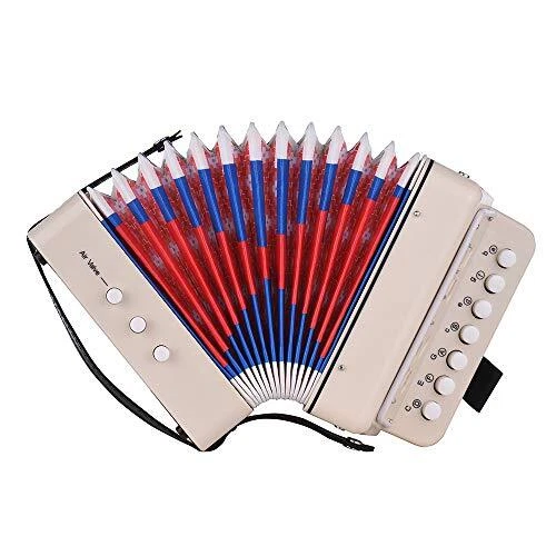 summina Mini 10-Button Kids Accordion Toy Supports Bass Chords 14 Notes with