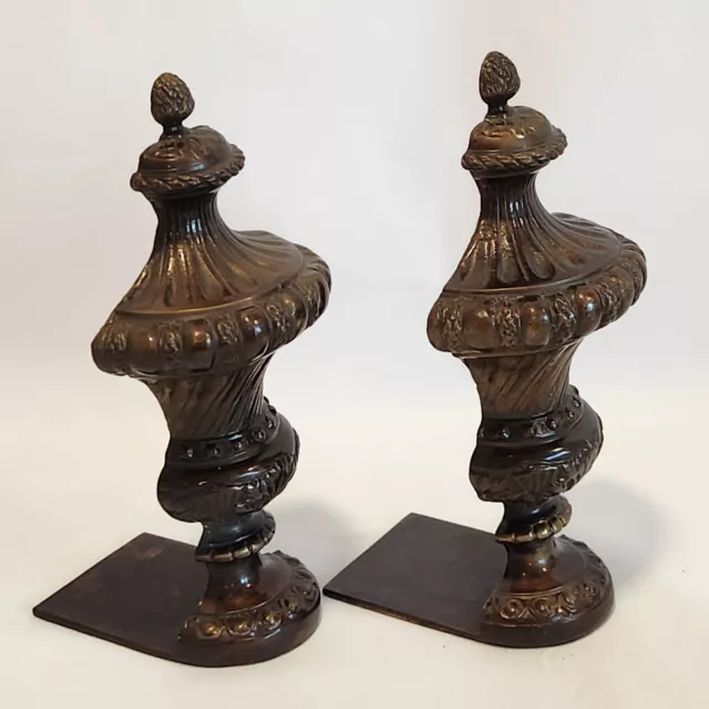 Bookends (Bombay Company?)Bronze Tone Metal Urn Style Dark Patina  9"H  X  4.5"W