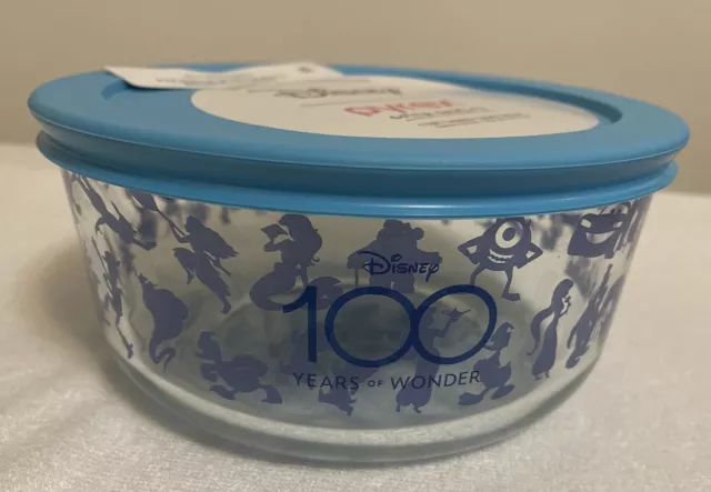 NEW Disney Pyrex 100 Years of Magic Blue 4 Cup Glass Storage Dish