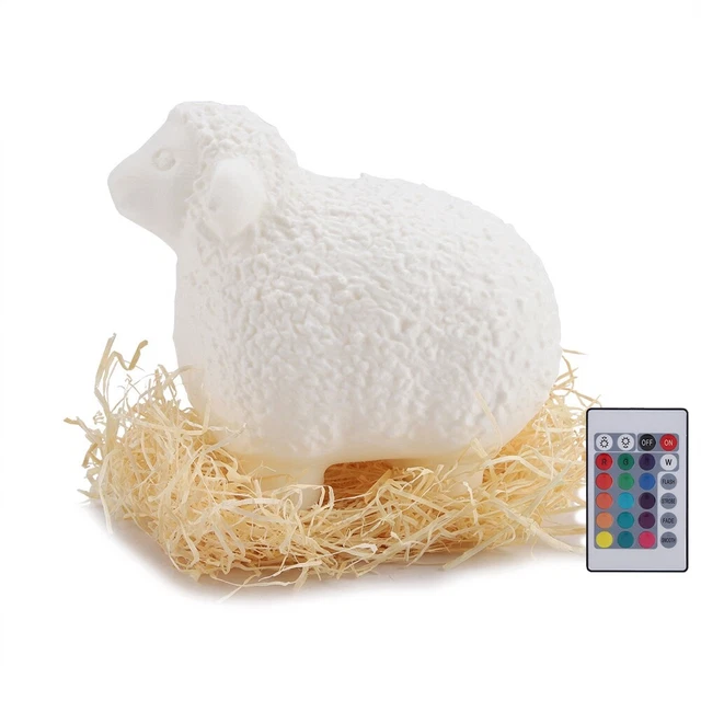 3D PRINT SHEEP RGB 16 Multiple Colors USB Charging Night Light Remote ...