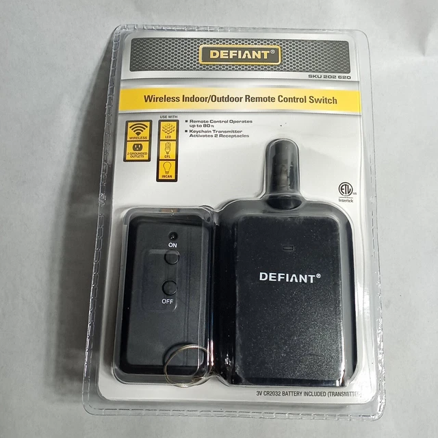 NEW DEFIANT WIRELESS Indoor/Outdoor Remote Control Switch with 2
