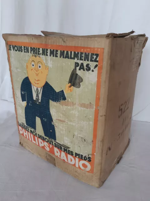 Ancien carton publicitaire transport PHILIPS radio TSF poste lampe transistor