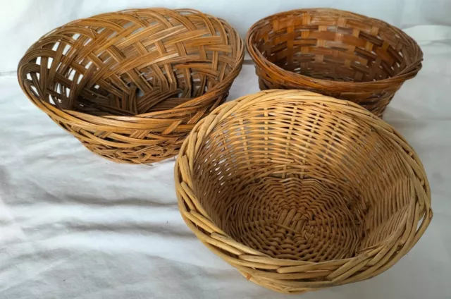 3 Mini Paniers En Osier Tressé – Échelle 1:12 Pour Maison De Poupée Ou Déco Miniature